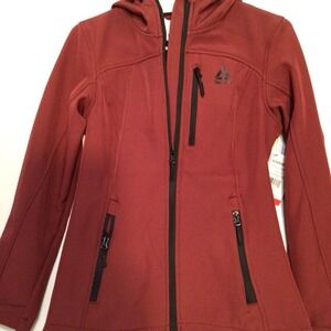 Athletic Reebok Women's Red Full Zip Hooded Jacket XS NWT Casual Hiking